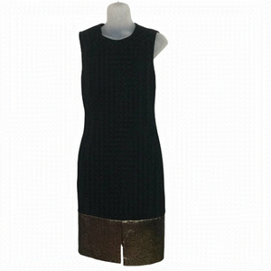 Diane Von Furstenberg Little Black Dress With  Gold Highlights Size 6